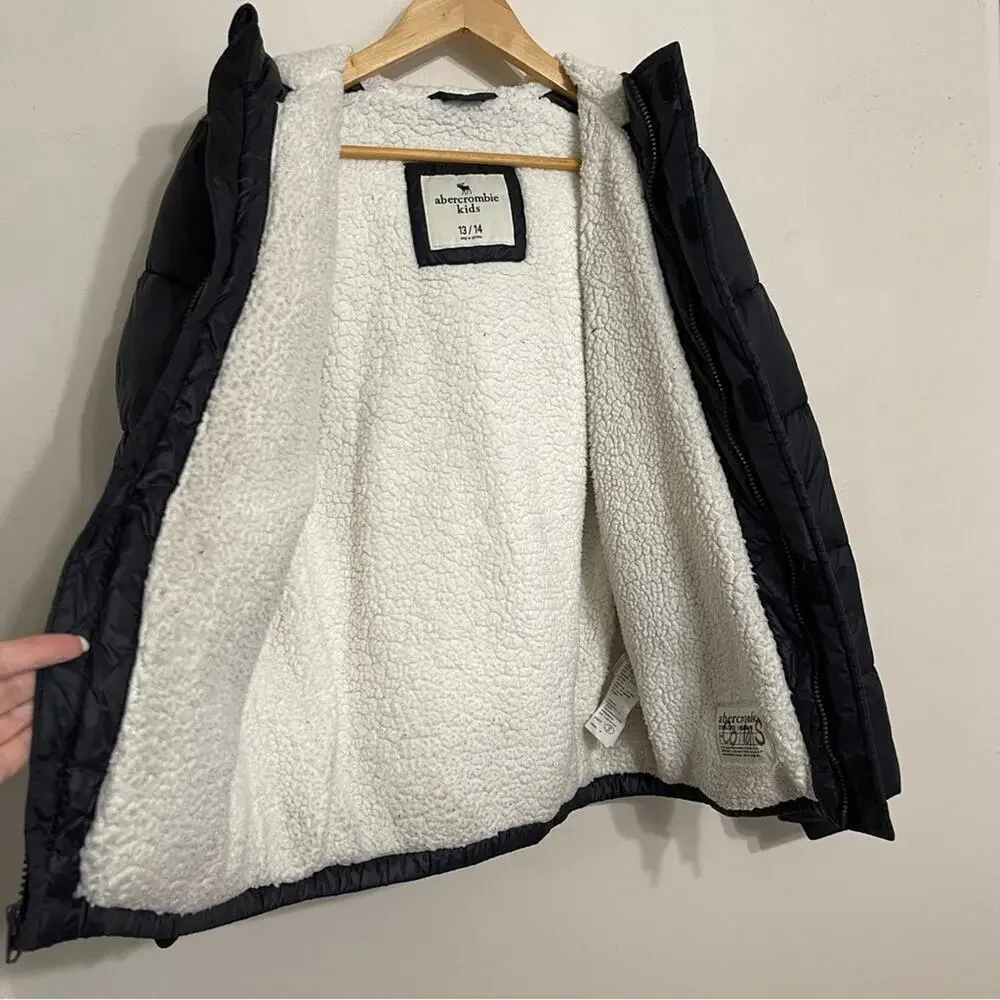 Abercrombie & Fitch Kids Sherpa Puffer Jacket Black Size 13/14